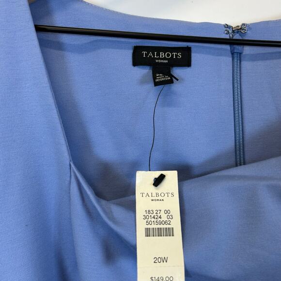 NWT Talbots Blue Sheath Plus Size 3/4 Sleeve Dress Women’s Size 20 W - Picture 3 of 9